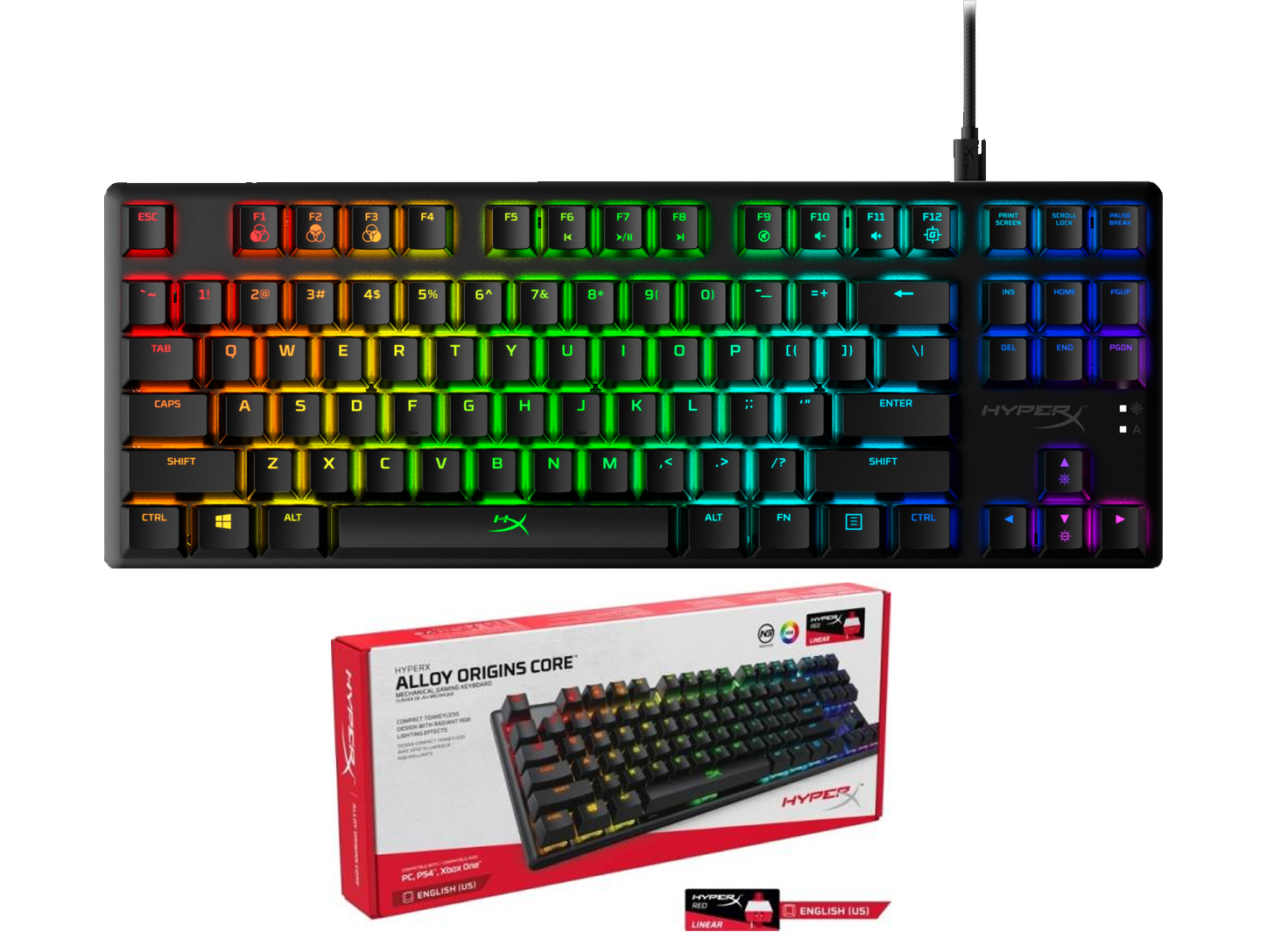 کيبورد گيمينگ هايپرکس اوريجينس (RGB) 87 کليدHyperx(RGB) HyperX Alloy Origins Core TKLطراحي شده بر پايه تکنولوژي HP/بدنه از جنس آلمينيوم/کليدي هاي تمام مکانيکي/بک لايت چند رنگ